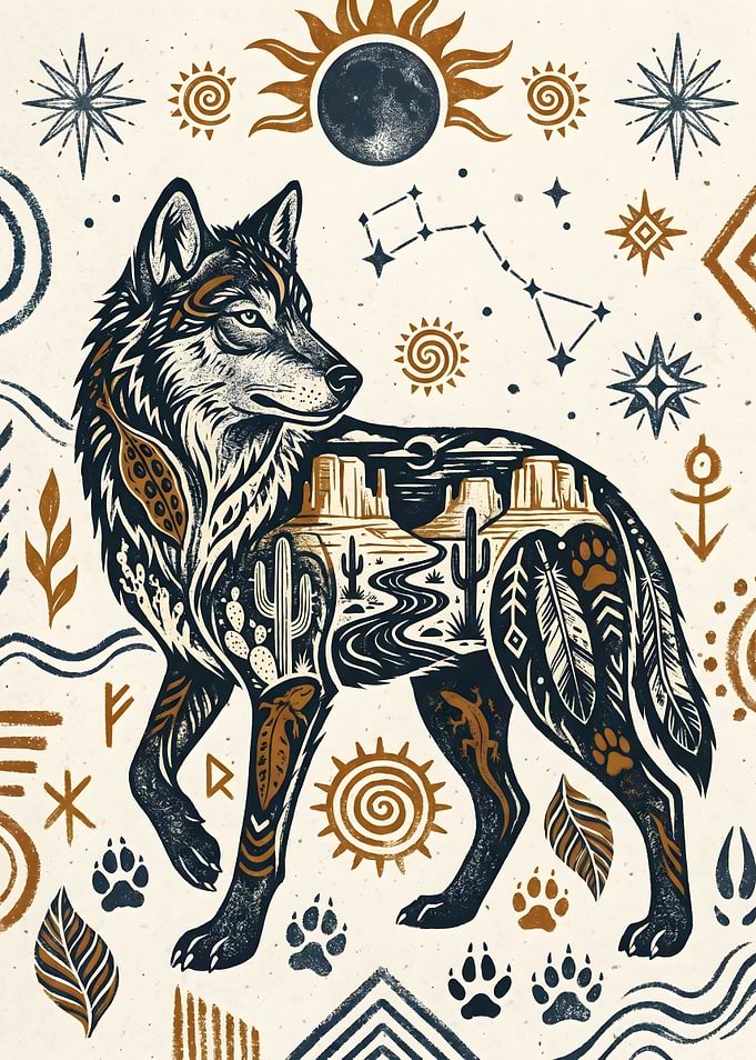 Desert Spirit Wolf Illustration