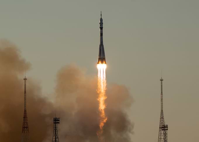 Soyuz Rocket Launch at Sunset