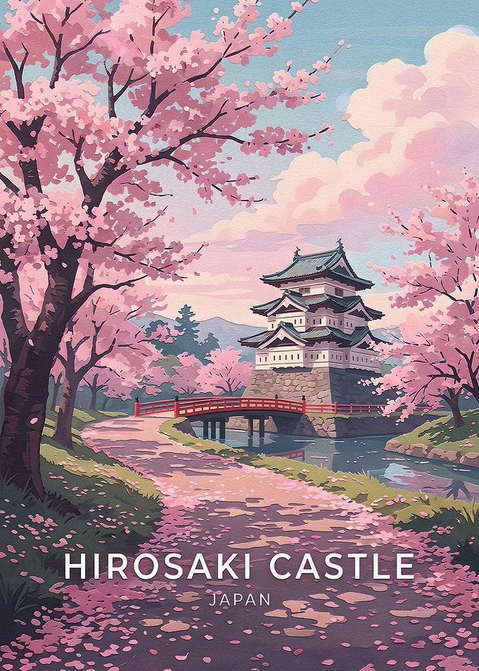 Hirosaki Castle Cherry Blossom Poster