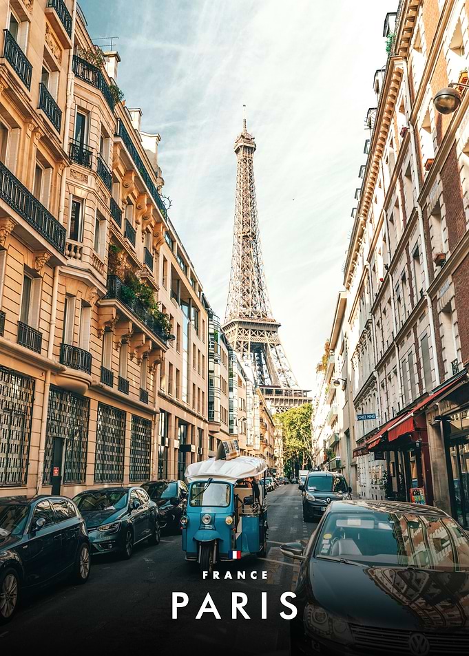 Eiffel Tower View from Paris Street