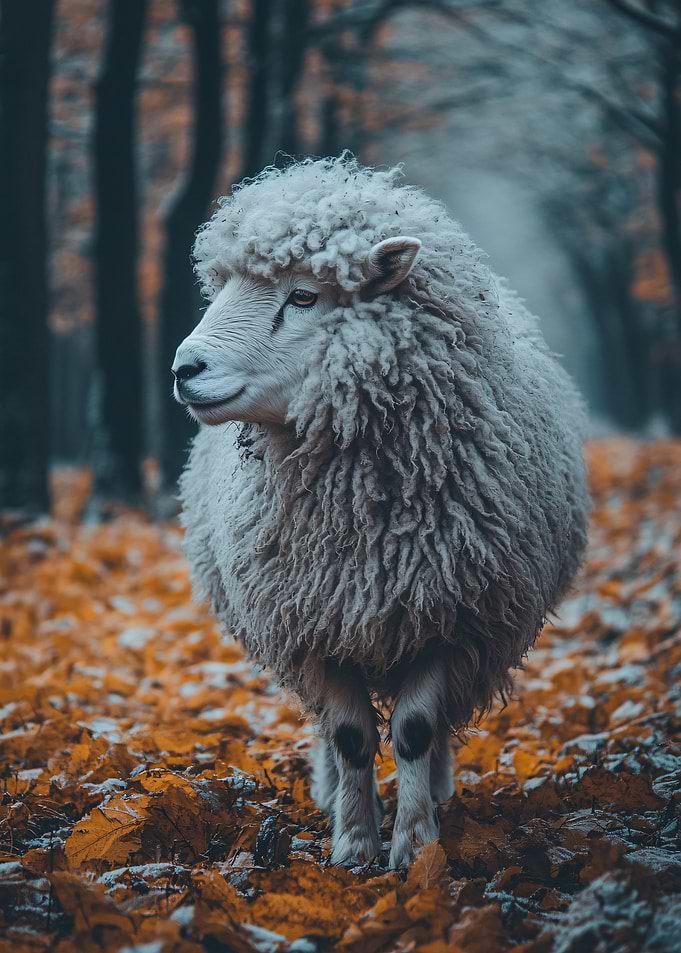 Sheep in an Autumn Forest
