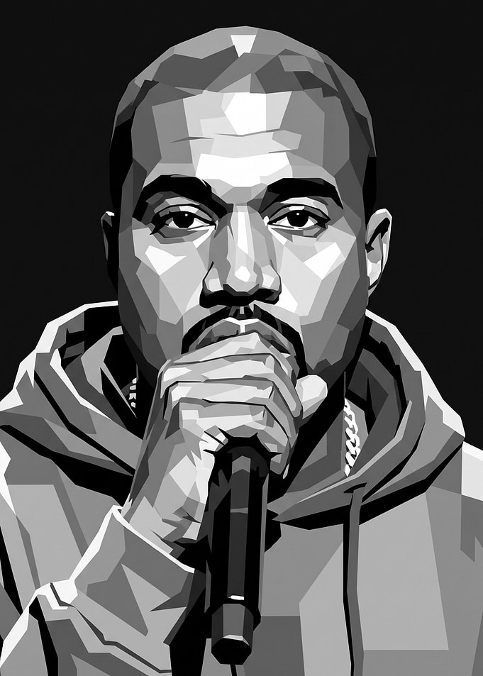 Kanye West Low Poly Portrait