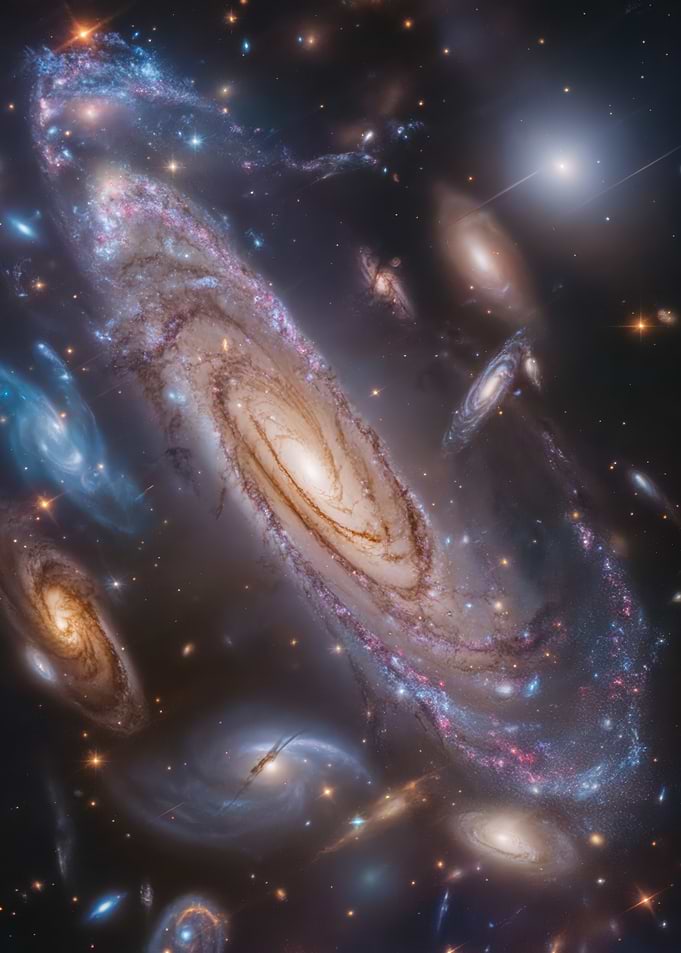 Spectacular Deep Space Galaxy Field Across the Universe