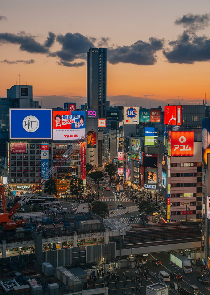 Shibuya Crossing at Sunset