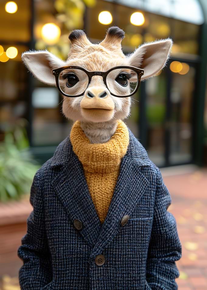 Stylish Giraffe in Tweed Jacket