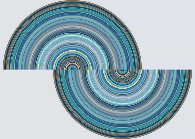 Abstract Blue Concentric Semicircle Pattern