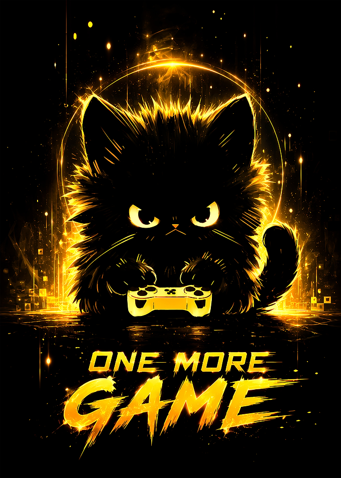 One More Game Gaming Cat