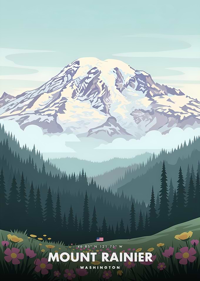 Mount Rainier National Park Poster