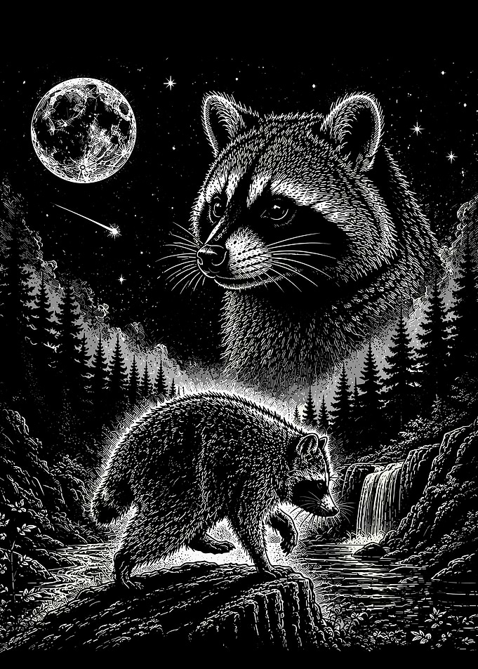 Vintage Jimothy Raccoon Seattle Feral Legend Retro Moon
