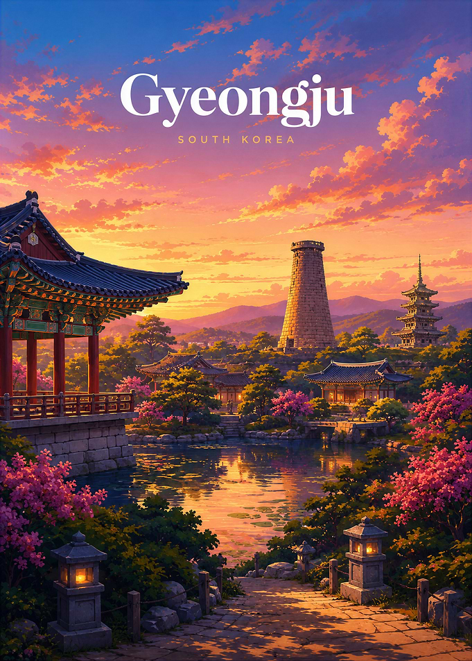 Gyeongju South Korea Travel Poster