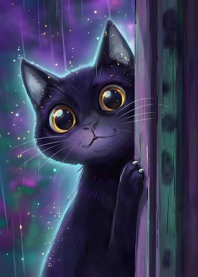 Cute Black Cat Peeking Out