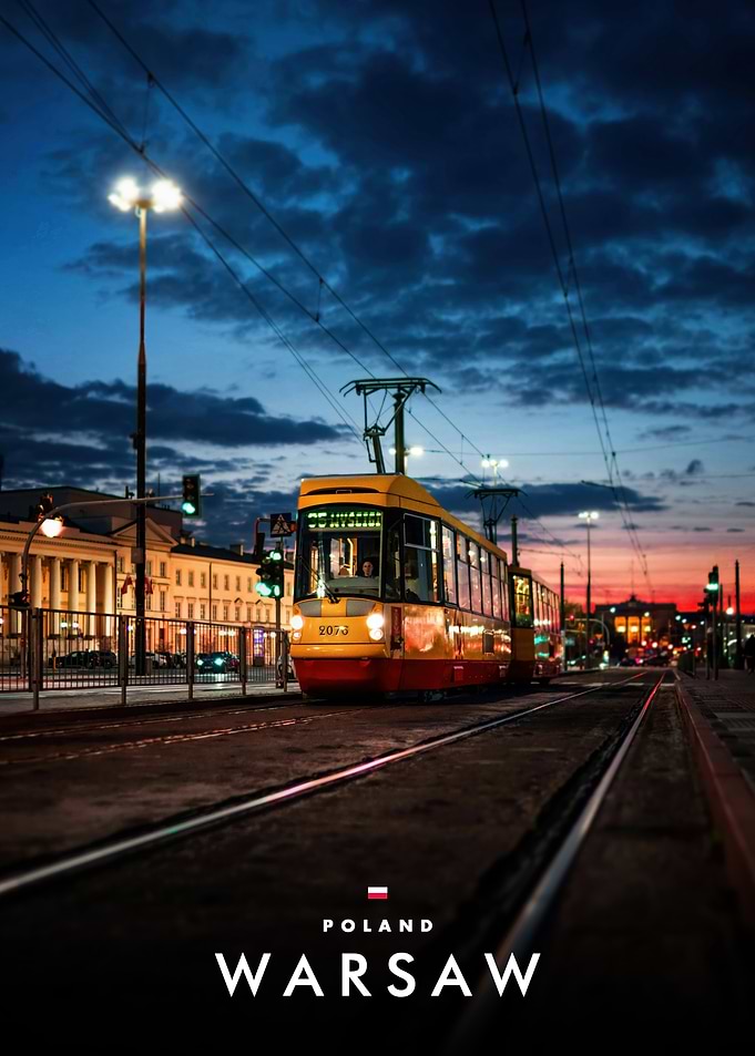 Warsaw Tram at Twilight