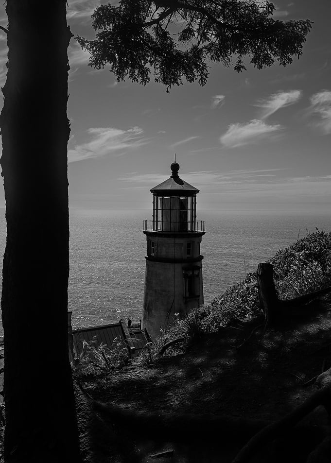 Black and White Coastal Lighthouse