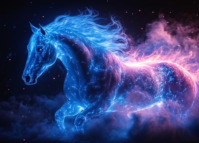 Ethereal Cosmic Horse in Motion
