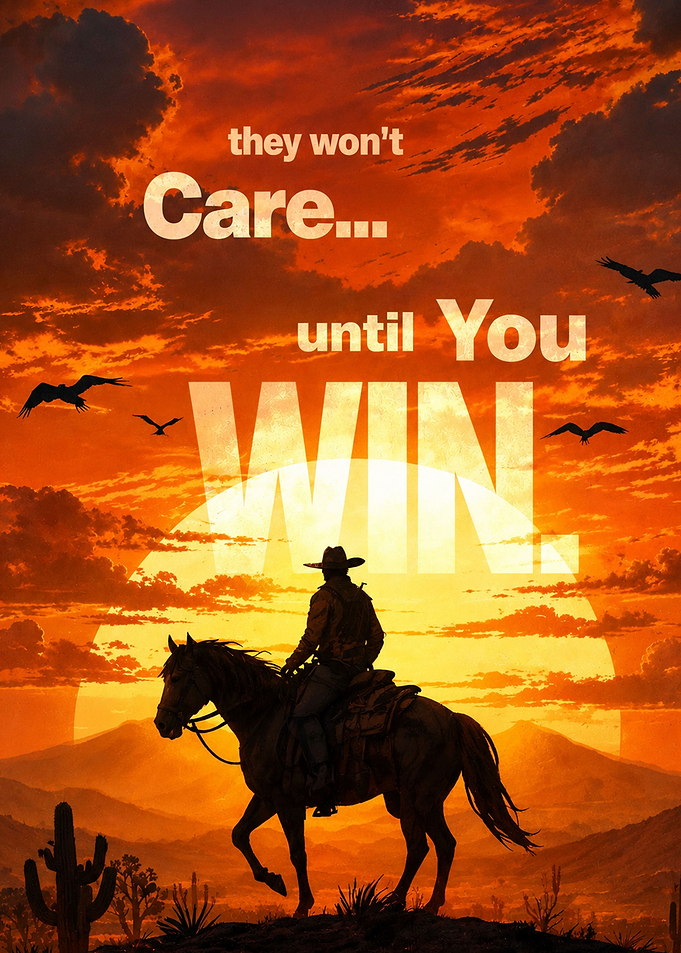 Cowboy Sunset Inspirational Poster