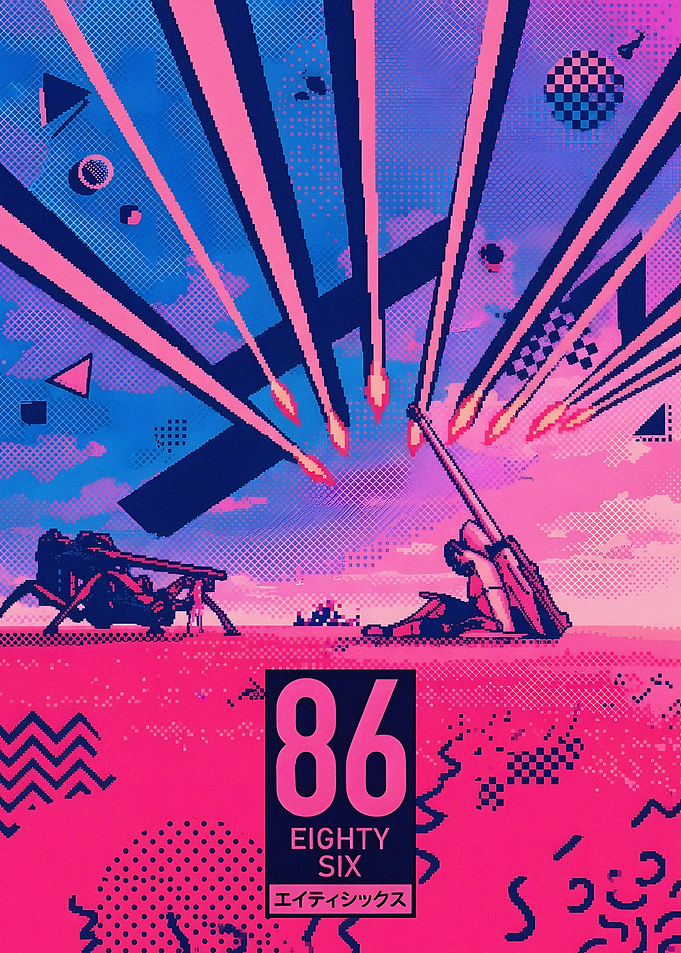 86 Eighty-Six Anime Pixel Art Poster