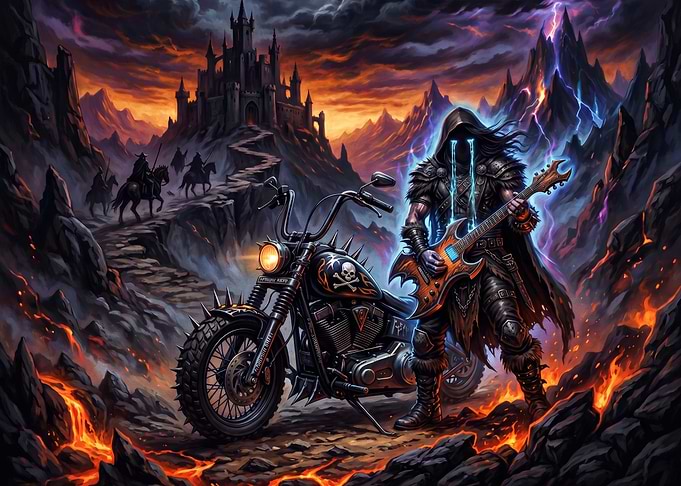 Dark Fantasy Biker Guitarist
