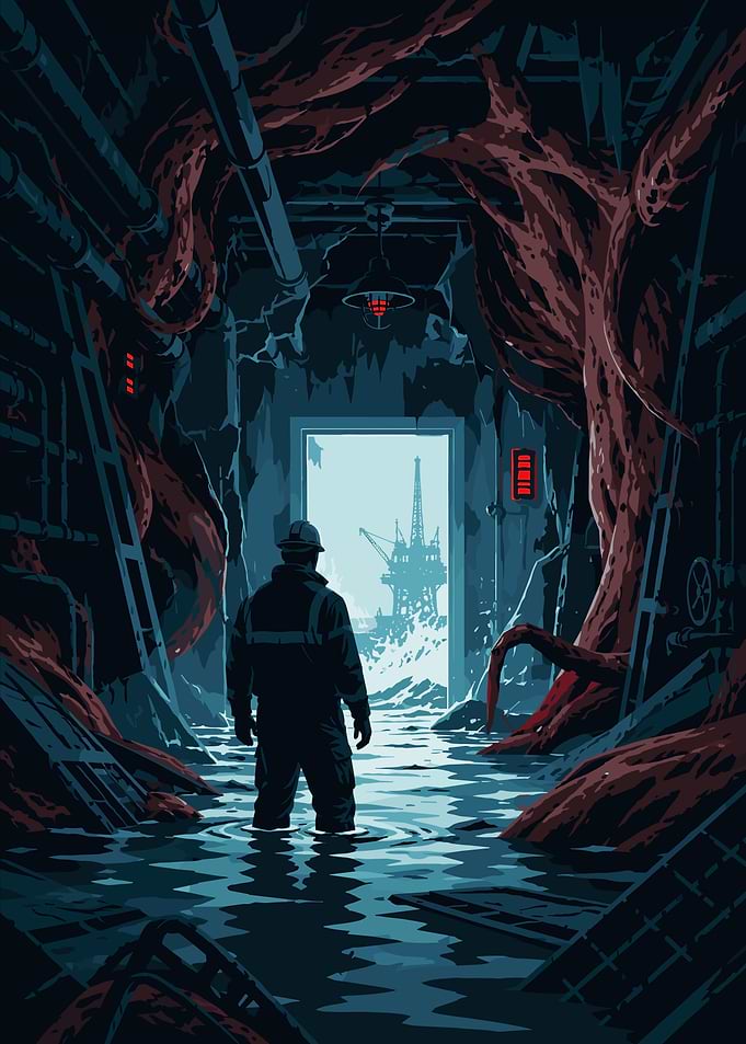 Worker in Flooded Alien Facility