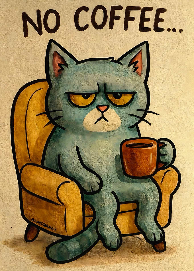 Grumpy Cat No Coffee Illustration