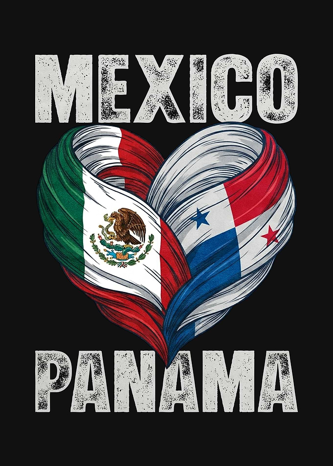 Mexico and Panama Heart Flag Design