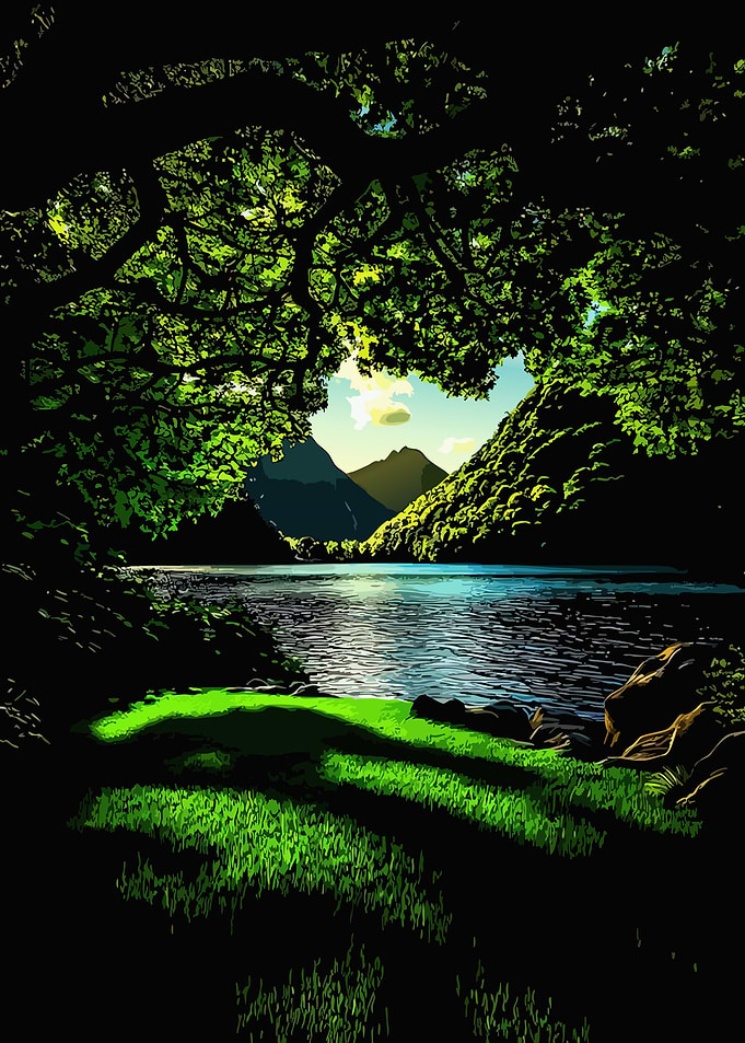Serene Mountain Lake View