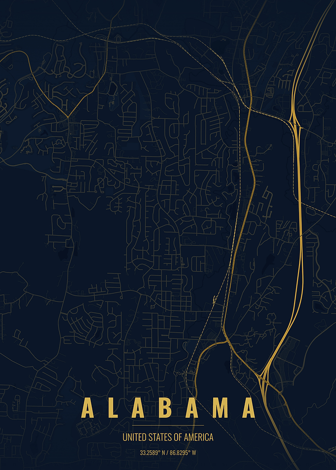 Alabama Minimalist Map Art