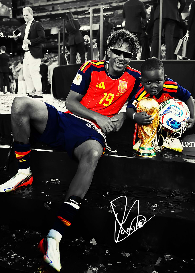 Lamine Yamal Celebrating with World Cup