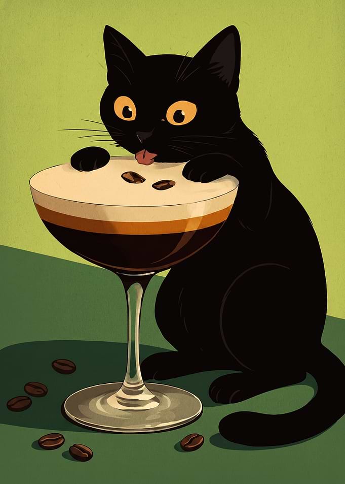 Black Cat Licking Espresso Martini