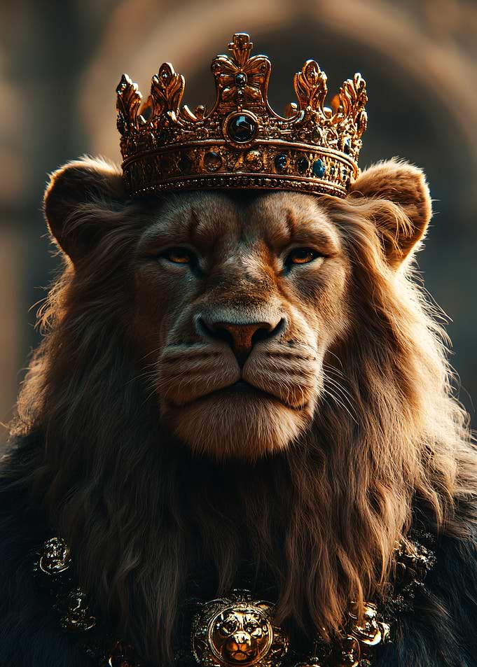 Majestic Lion King with Golden Crown