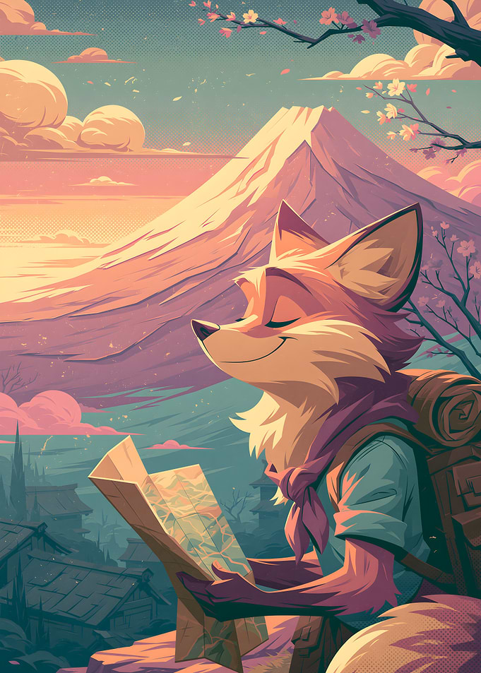 Fox Traveler Exploring Near Mount Fuji