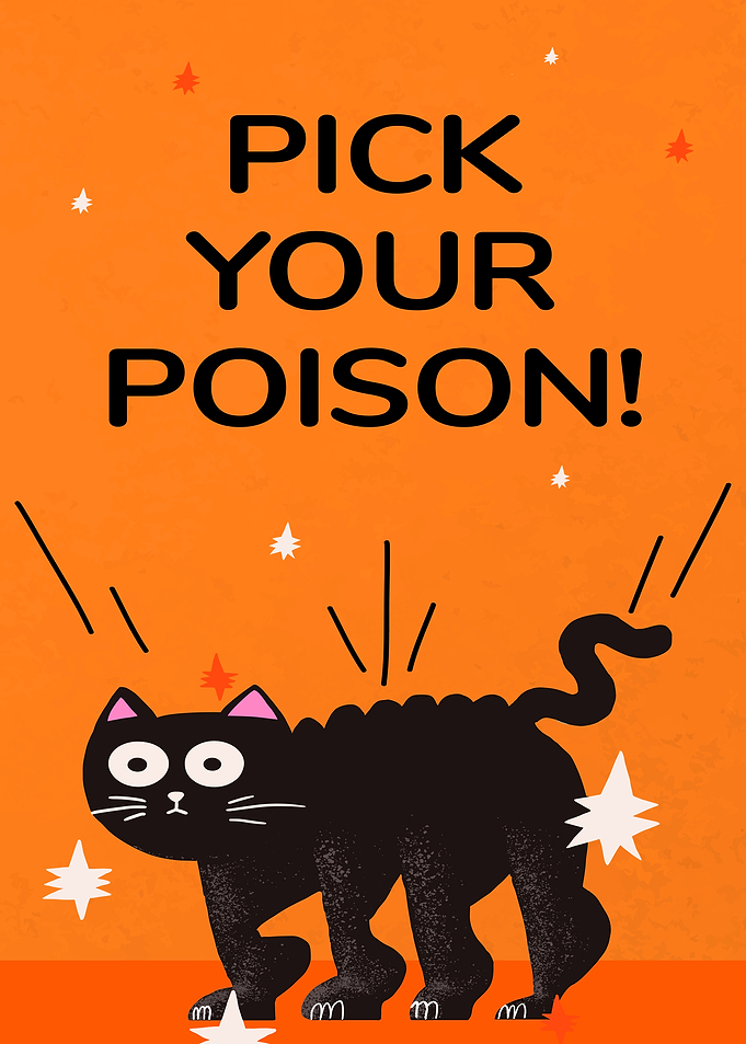 Pick Your Poison Halloween Cat Poster