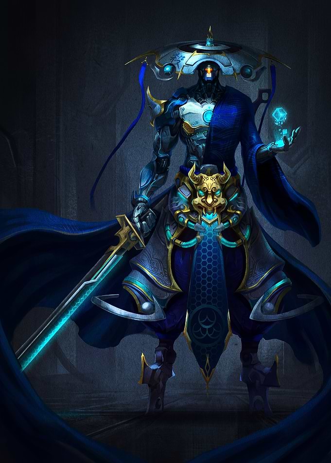 Cybernetic Samurai Warrior with Glowing Sword