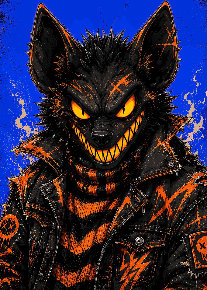 Grinning Hyena Punk Character Portrait