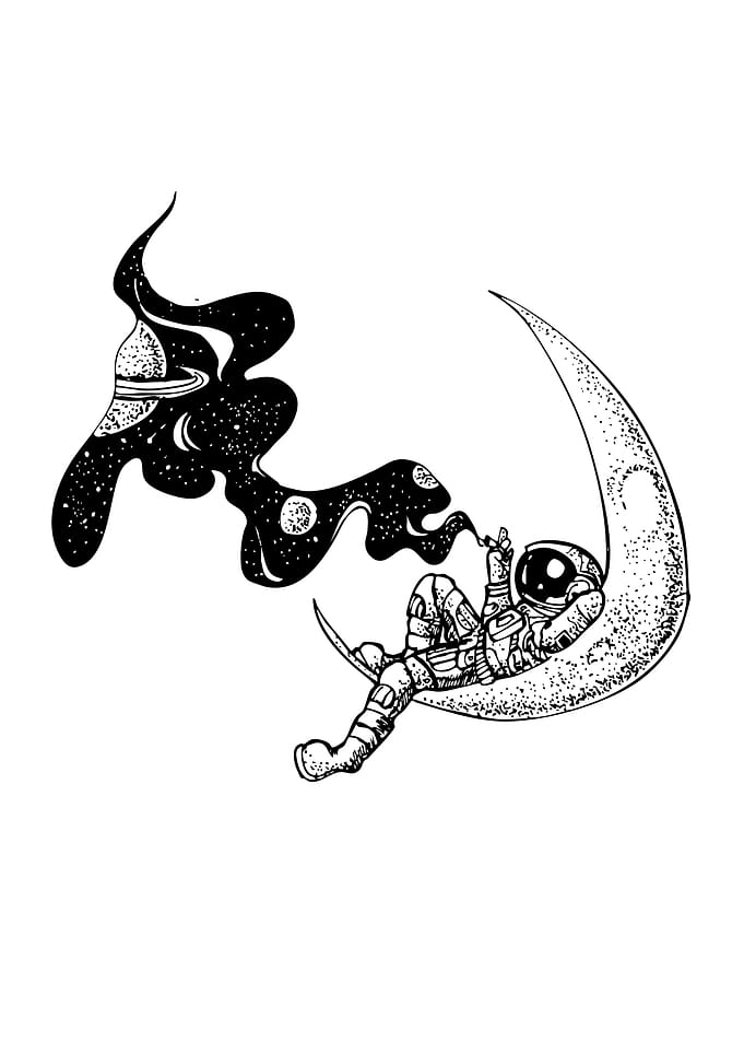Astronaut Relaxing on Crescent Moon