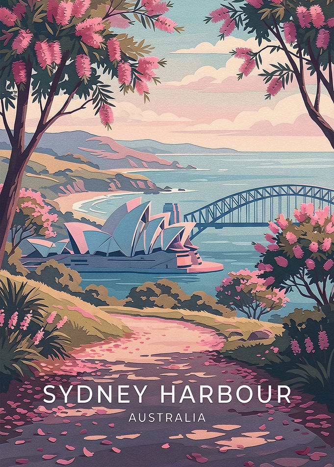 Vintage Style Sydney Harbour Travel Poster