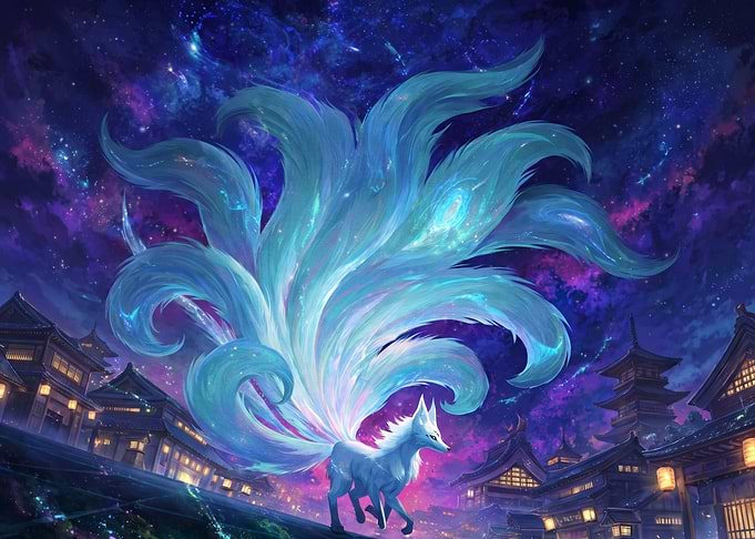 Nine-Tailed Fox in Celestial Shrine