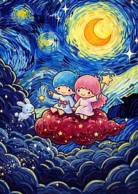 Little Twin Stars Starry Night Art