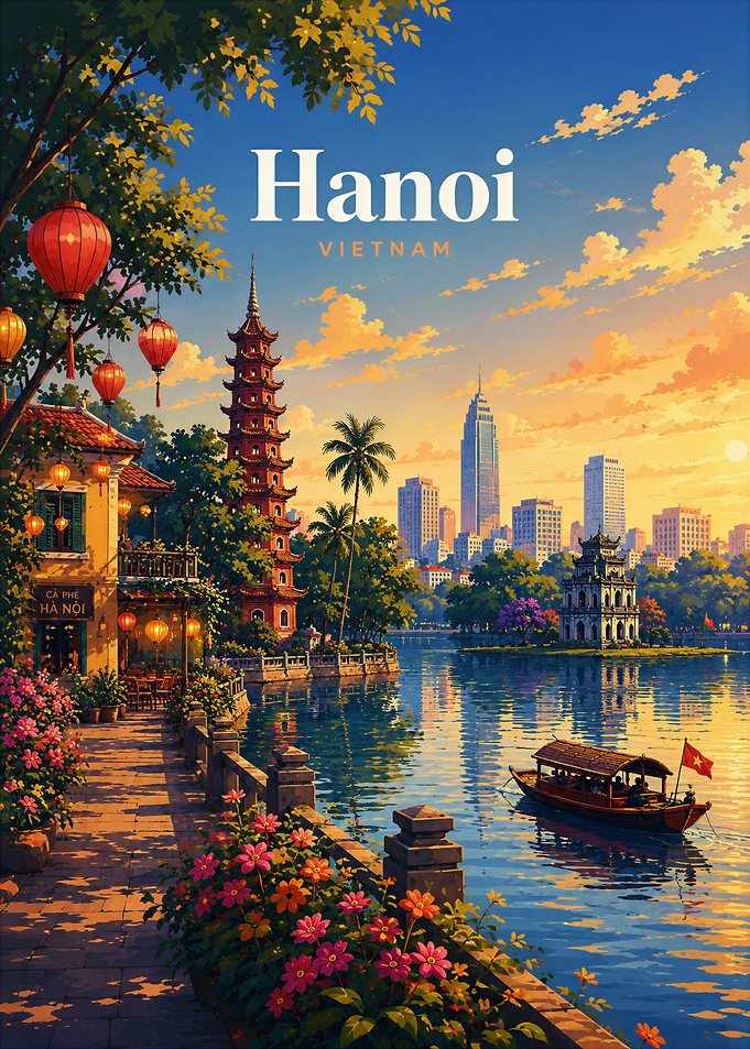 Hanoi Vietnam Travel Poster
