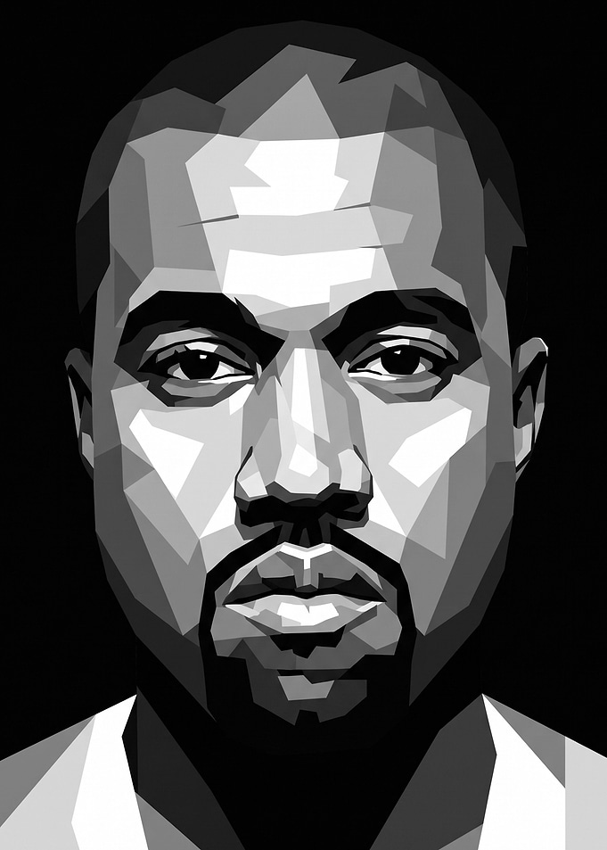 Kanye West Low Poly Portrait