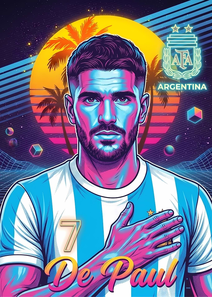 Rodrigo De Paul Synthwave Poster