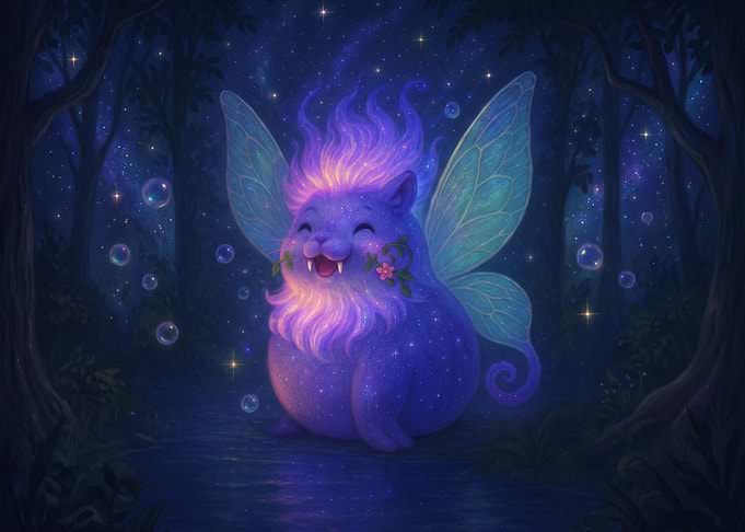 Magical Glowing Fairy Cat Creature