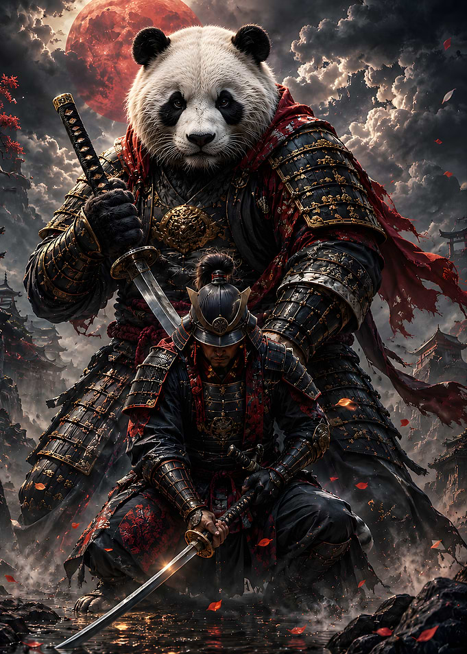Giant Panda Samurai and Warrior