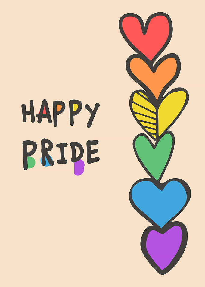 Happy Pride Rainbow Heart Stack