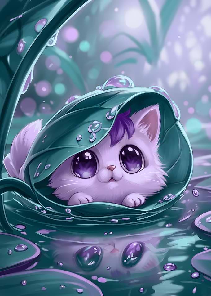 Cute Kitten Hiding Under Leaf