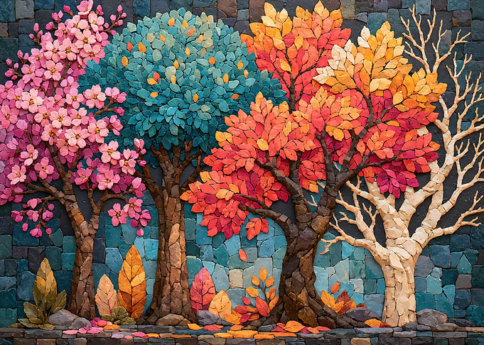 Four Seasons Mosaic Tree Art