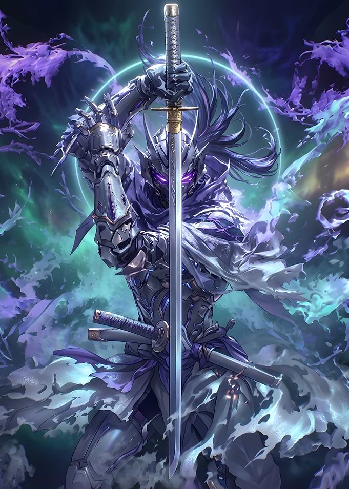 Cybernetic Samurai Warrior with Katana
