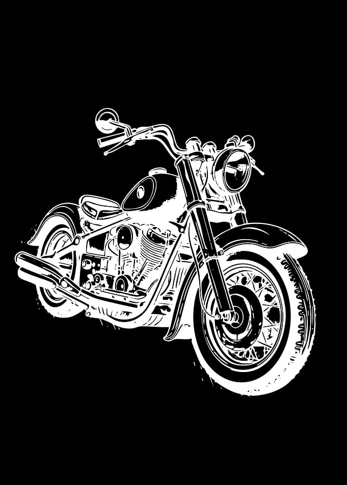 Minimalist White Motorcycle Line Art