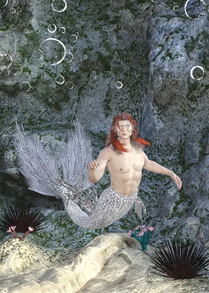Merman weaving water magic