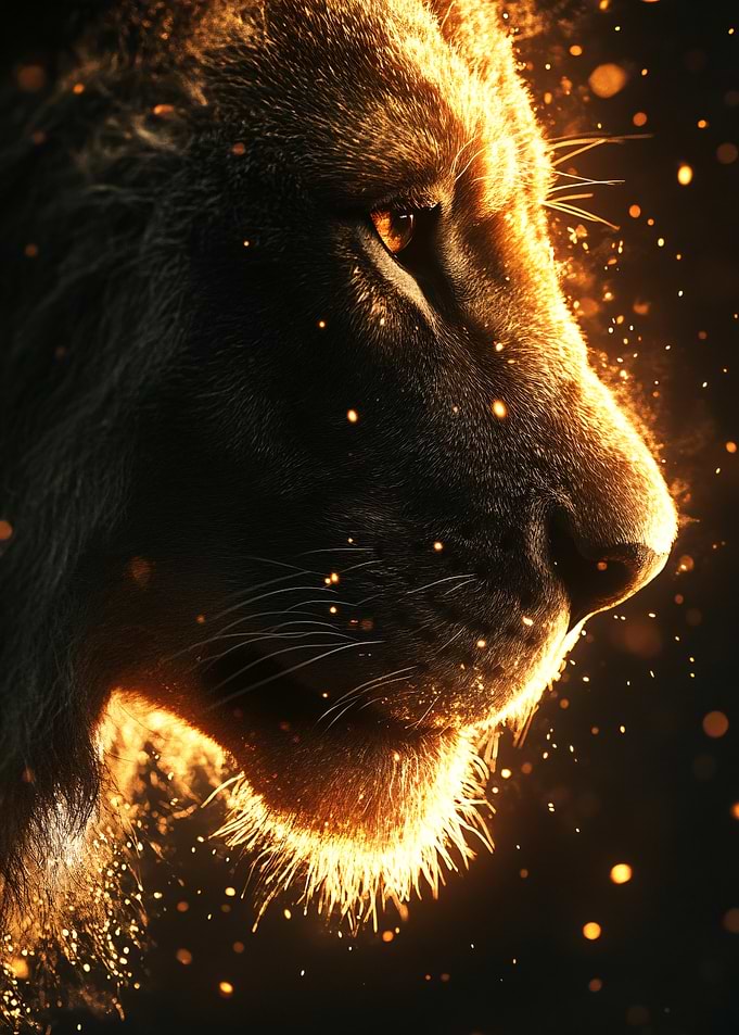 Fiery Lion Profile Portrait