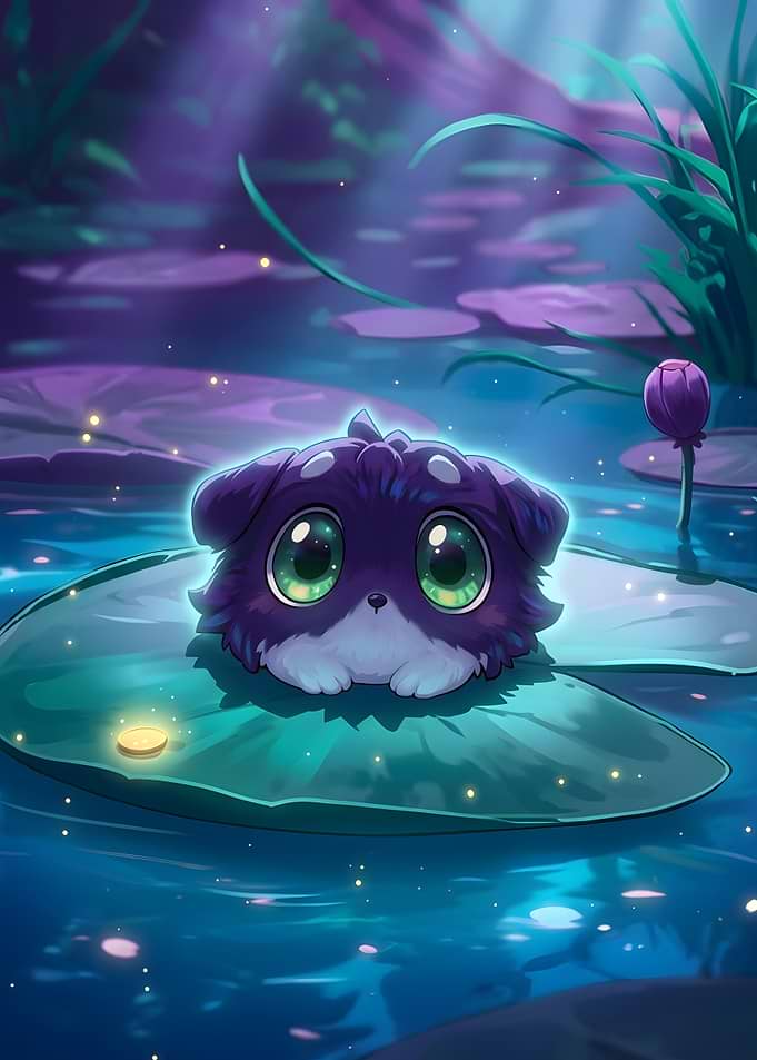 Cute Magical Creature on Lily Pad